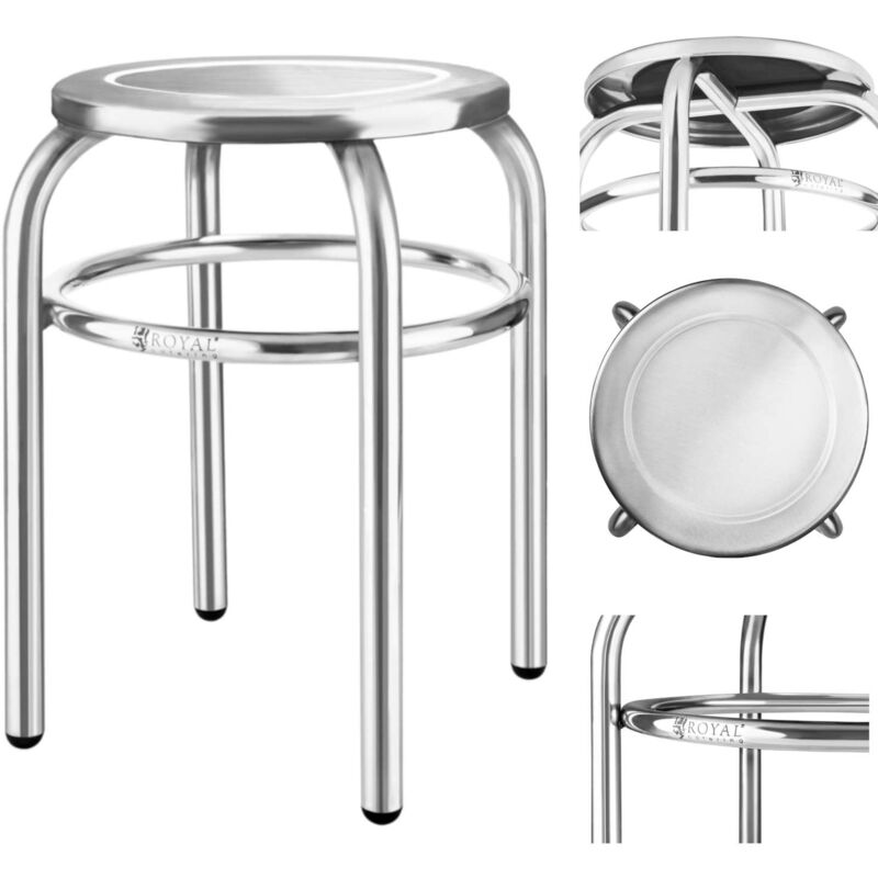 Tabouret - Royal Catering - En acier inoxydable - 29 cm de diamètre