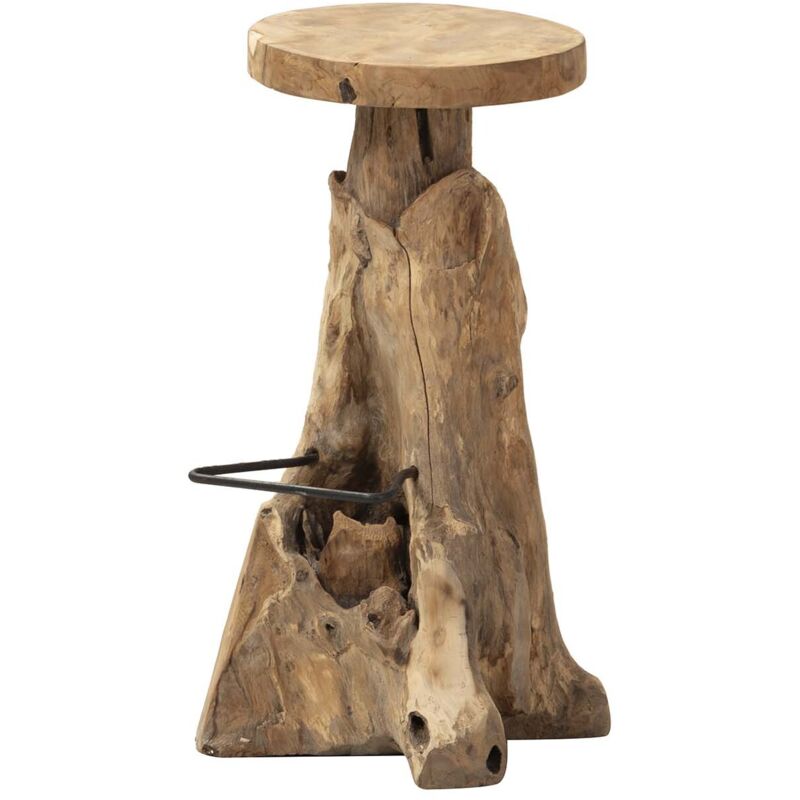 Tabouret Koulova en bois de teck naturel 30 x 30 x 75 cm