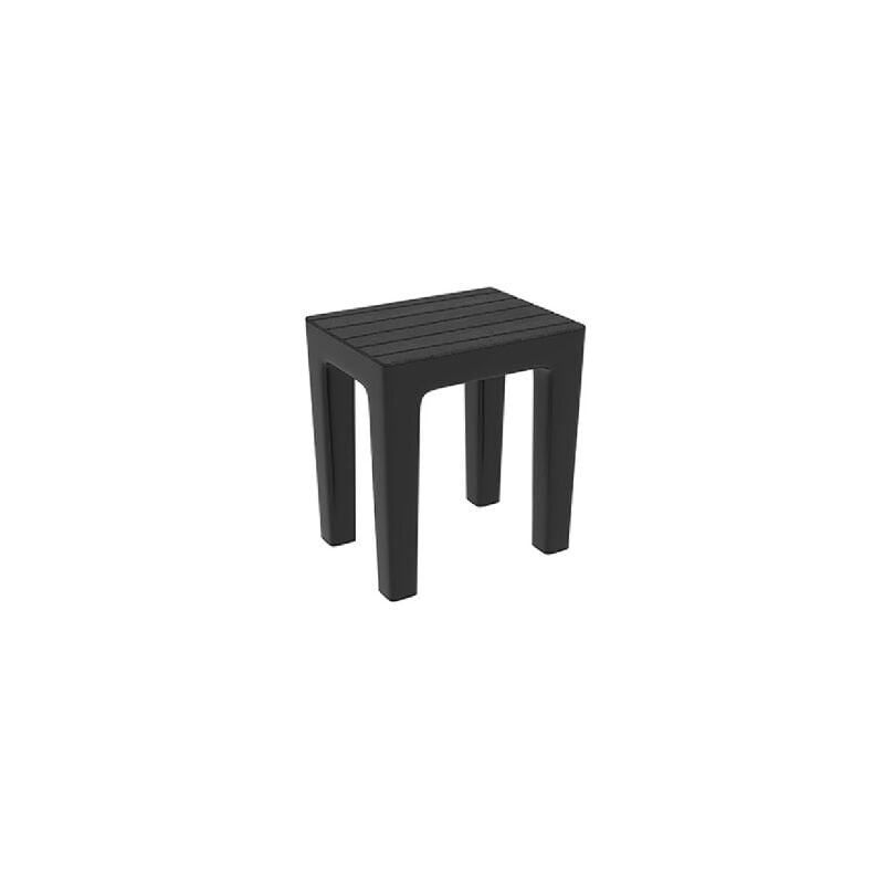 Tabouret Woody en PP effet bois Noir 38 x 29 x 41,5 cm chaise tabouret de salle de bain Nero