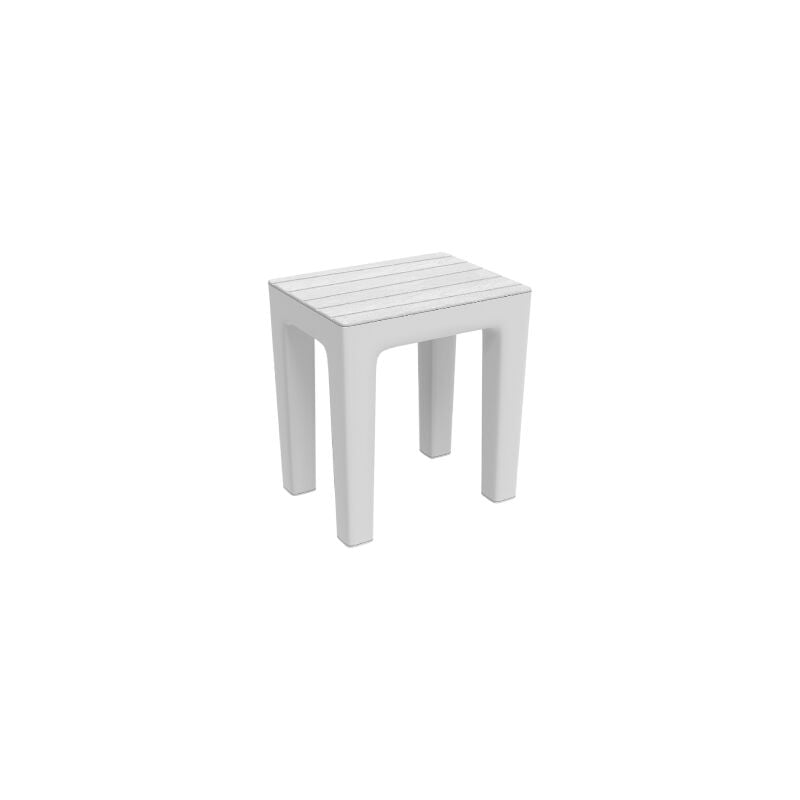 Tabouret Woody en PP effet bois Blanc 38 x 29 x 41,5 cm chaise tabouret de salle de bain Bianco