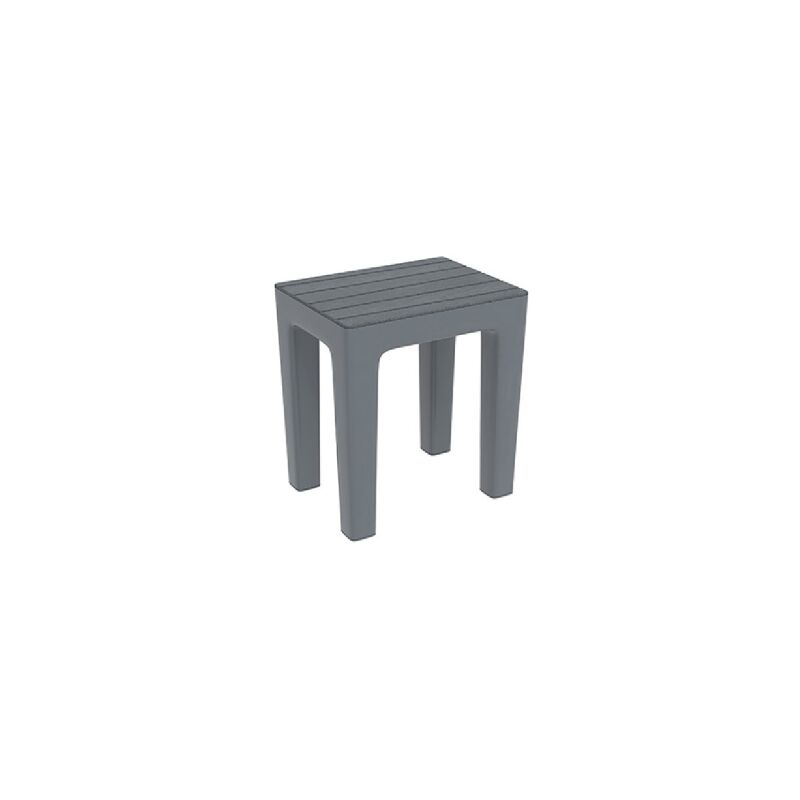 Tabouret Woody en PP effet bois Gris 38 x 29 x 41,5 cm chaise tabouret de salle de bain Grigio