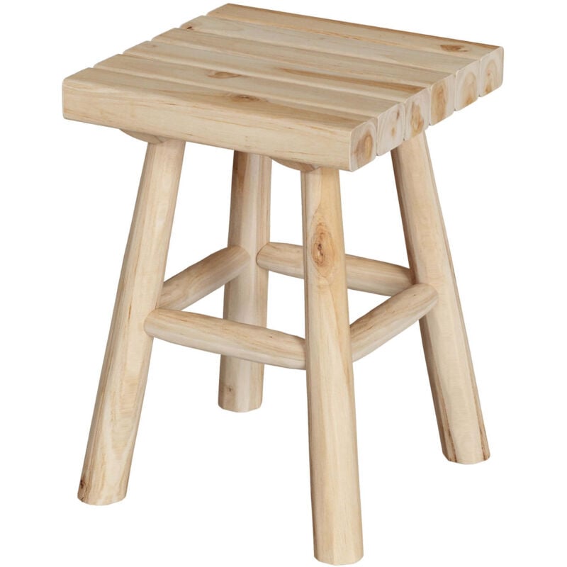 Rendez-vous Déco - Tabouret de jardin carré en bois de teck brut H40 cm - makam