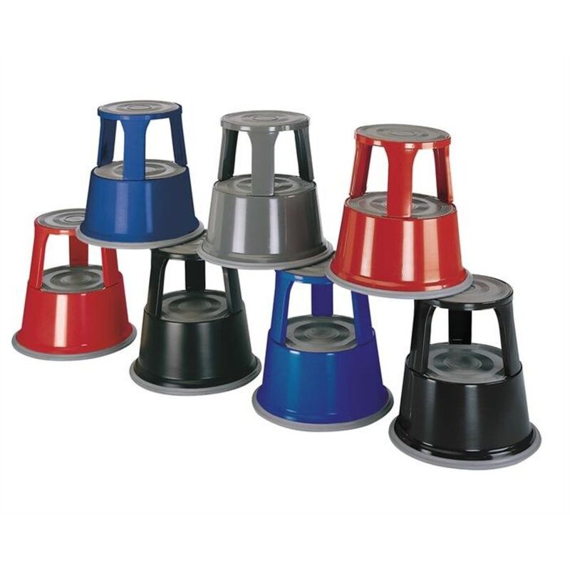 Wedo - Tabouret roulant tôle d'acier rouge hauteur avec/sans charge 430/440 mm d. supérieur 295 mm d. inférieur 435 mm