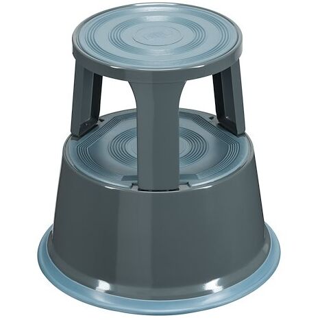 Tabouret marchepied roulant métal 2 marches - gris - Maxiburo