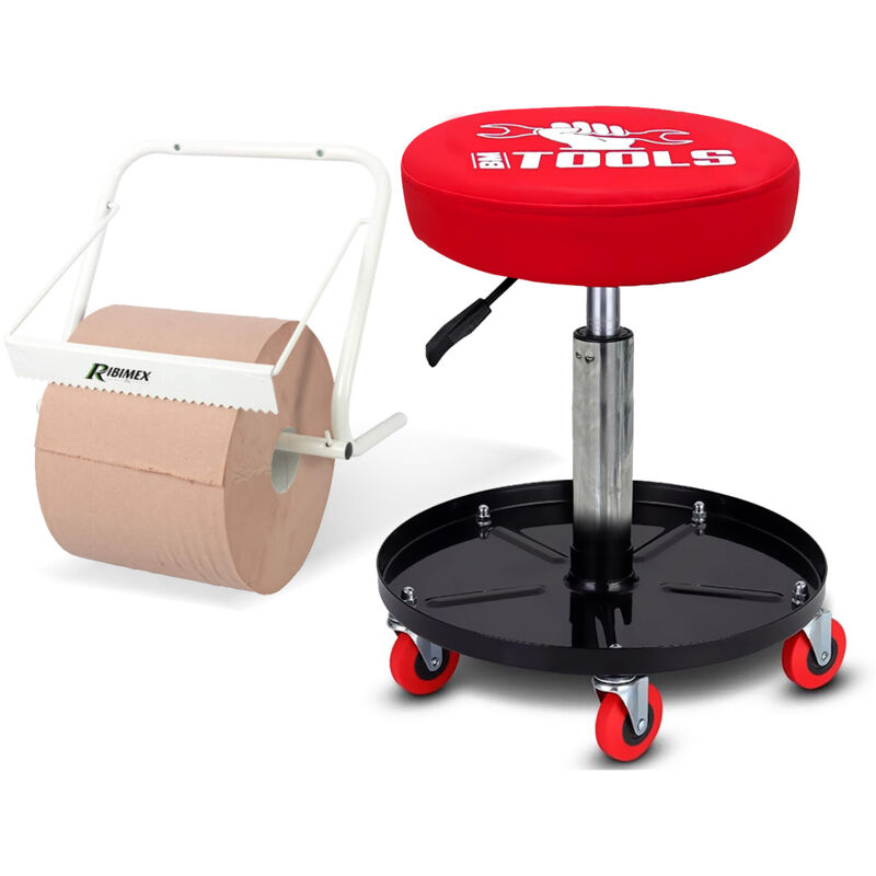 Tabouret Mécanicien BM TOOLS BMT-STOOL siège pivotant Hauteur réglable, roulettes / Supports OUTILS avec Distributeur de papier