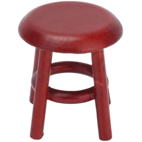 Tabouret Miniature Rond en Bois de Rose 1:12 pour Maison de Poupée, Meubles Miniatures et Accessoires Décoratifs