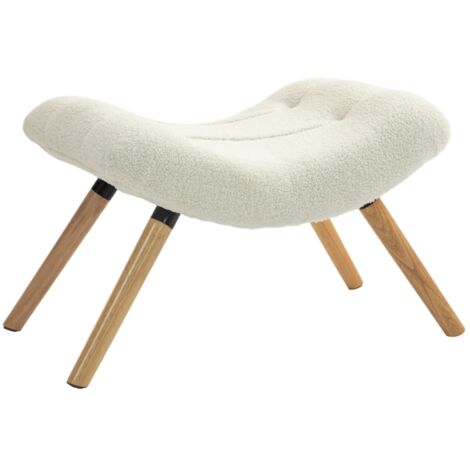 Tabouret moderne, tapis fausse fourrure, pieds bois, confortable, salle à manger, salon, entrée, crème.