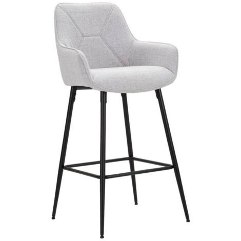 Tabouret Moore, rembourré, couleur siège gris, 55x55x109h cm noir