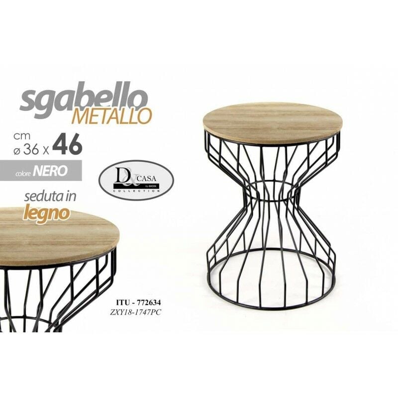 Webmarketpoint - 2x Tabouret noir style urbain industriel cm 36 x 46 h