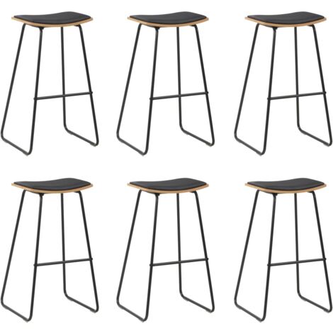 Tabouret noir - vidaXL Tabourets de bar lot de 6 noir similicuir - Tabouret en acier