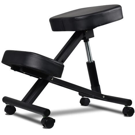 FRANKYSTAR Tabouret orthopédique postural réglable en hauteur avec coussins ultra-confortables et système de blocage des roues noires