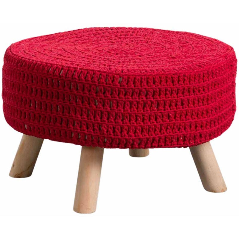 Rond Puff Baris Rouge 49x30cm Thinia Home