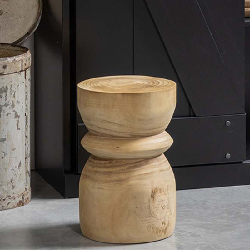 Whitelabel - Tabouret en bois ø28cm - Naturel - bikkel