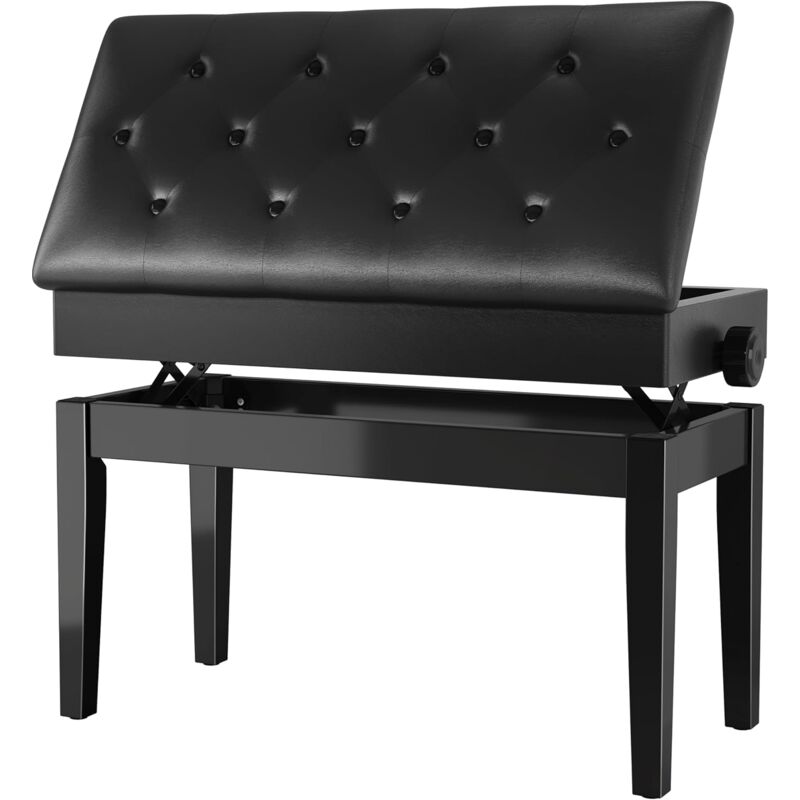 Liferun - Tabouret Piano Réglable en Hauteur 72x33x58CM, Siege Piano avec Rangement,Banc Piano avec Coussin PU,Charge 200KG,Noir
