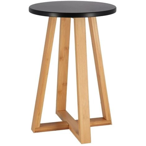 Tabouret pieds bambou et plateau mdf noir - noir bambou - Tendance