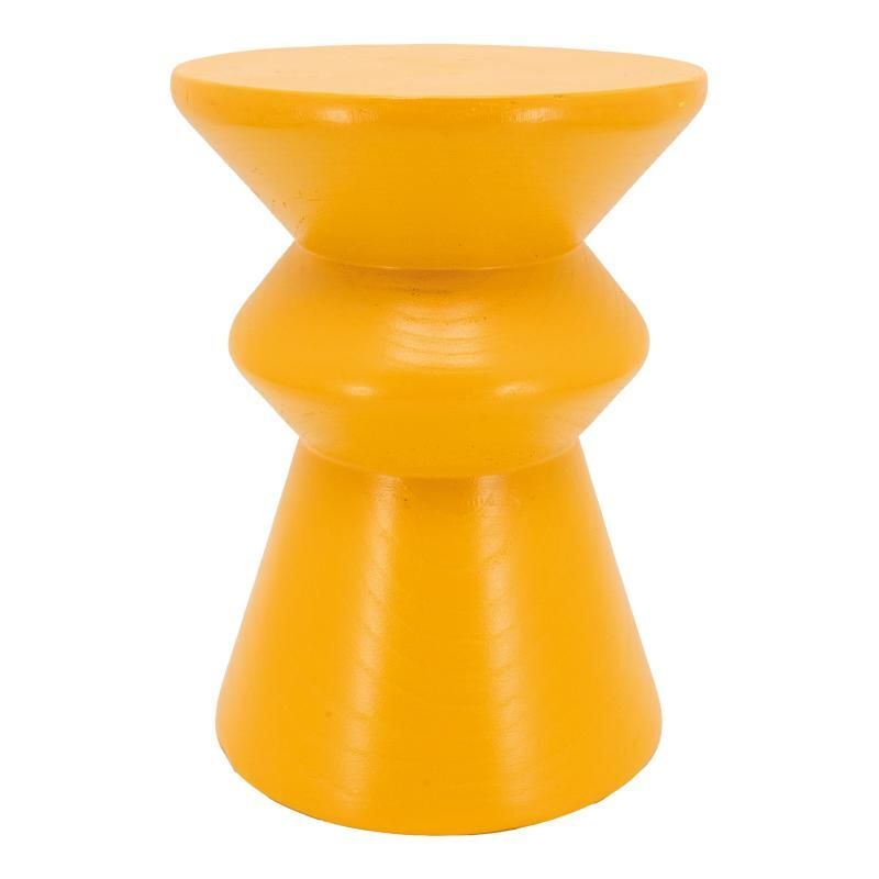 Tabouret 'Pion' artisanal en bois de paulownia jaune – Design unique