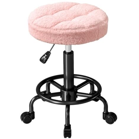 Tabouret pivotant Rond à roulettes Hauteur réglable 50-66 cm Siège rembourré en Tissu molletonné pour Salons Ateliers Spa Massage
