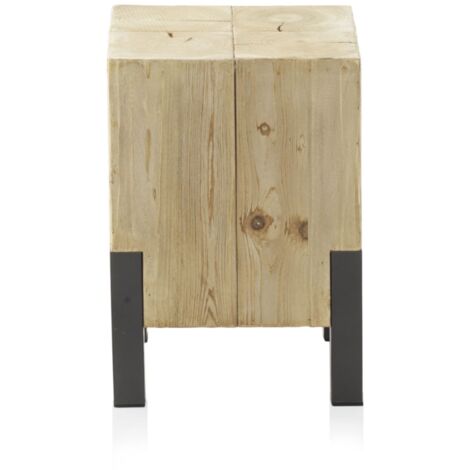 Tabouret plaqué sapin avec pieds laqués métallisés