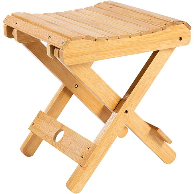 Tabouret pliable bambou – siège douche entièrement assemblé – spa salle de bain/rasage/douche/repose-pieds