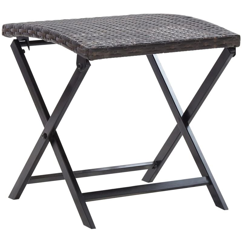 Tabouret pliable Résine tressée Marron vidaXL