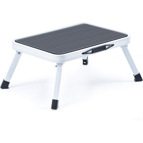 Tabouret pliant 1 marches, tabouret avec patin en caoutchouc antidérapant, tabouret de cuisine en acier léger, jusqu'à 150 kg 1 pièce