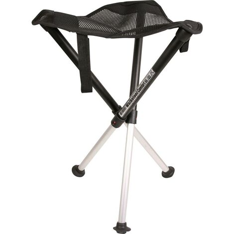 Tabouret pliant 63547 noir, argent – Charge max. 225 kg – Hauteur 550 mm – Surface d'assise ergonomique – Pieds en aluminium – Walkstool