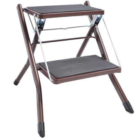 Tabouret pliant à 2 marches, capacité de 264,6 lb, avec large pédale antidérapante, pour cuisine, salle de bain, café