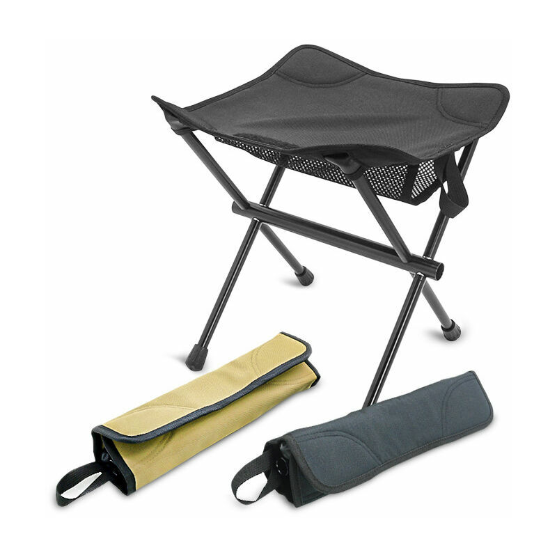 Tabouret pliant en alliage d'aluminium, fournitures de camping pour tabouret extérieur portable-1pcs-noir