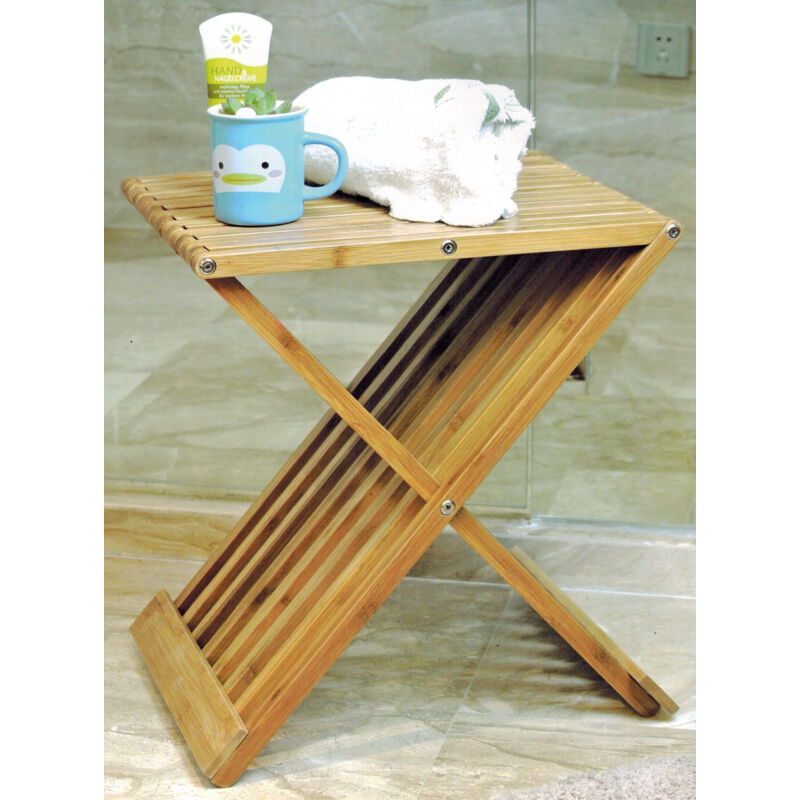 Tabouret pliant en bambou - dimensions environ 40 x 43 x 32 cm