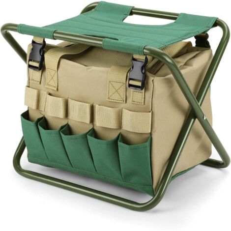 Tabouret Pliant Pliable avec Espace de Rangement  Tabouret de Jardin Portable pour le Jardinage, le Camping, les Pique-Niques, la Randonnée, les Barbecues et les Voyages
