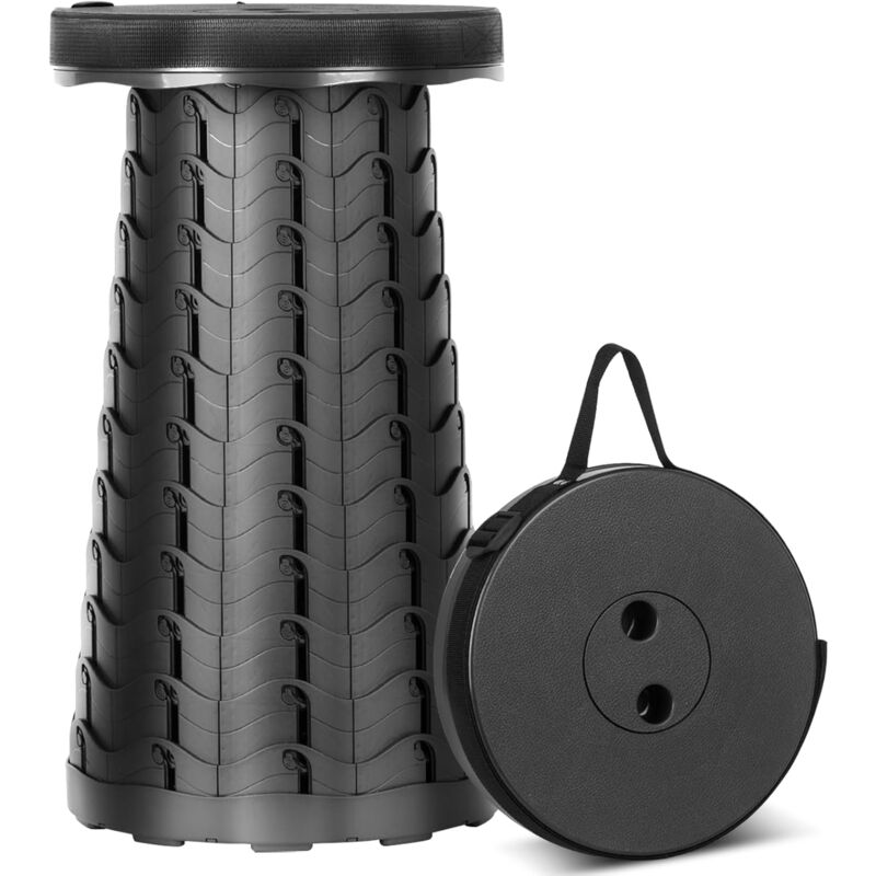 Tabouret Pliant Portable, Tabouret Pliant Camping Réglable en Hauteur 6.5-45cm, Télescopique Chaise Pliable Portable D'extérieur pour BBQ, Pêche,
