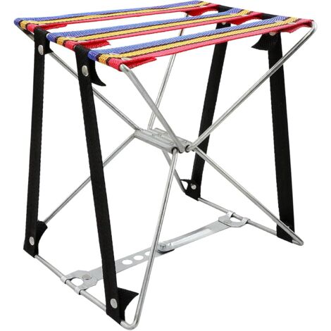 Tabouret pliant - tabouret de camping pliant - tabouret de pêche - tabouret pliant - chaise de voyage légère - banc de jardin pliant - en acier inoxydable et tissu Oxford (petit tabouret en acier renf