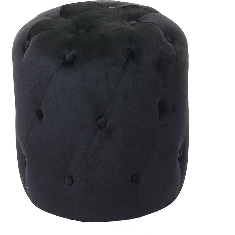 Tabouret pouf capitonné 42x39cm velours noir 040005336