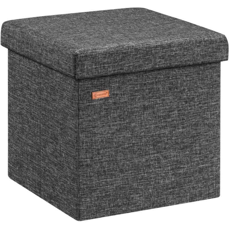 Casaria® Tabouret cube avec espace de rangement Pouf 38 x 38 x 38 cm Coffre de rangement Repose-pied siège m - Gris foncé