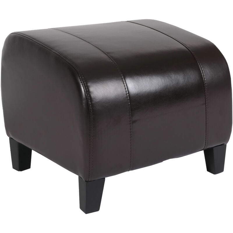 HHG - jamais utilisé] Tabouret pouf cuir emmen, 37x45x47cm, marron