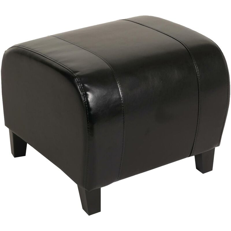 Tabouret pouf cuir emmen, 39x45x47cm, noir