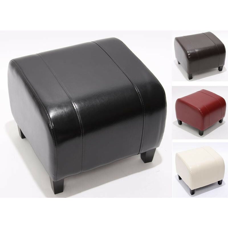 Tabouret pouf cuir emmen, 39x45x47cm, noir