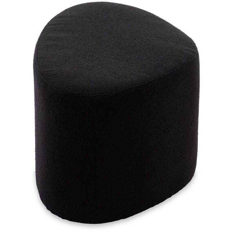 Tabouret. pouf en forme de galet en tissu noir. tao l 60 x p 44 x h 40cm