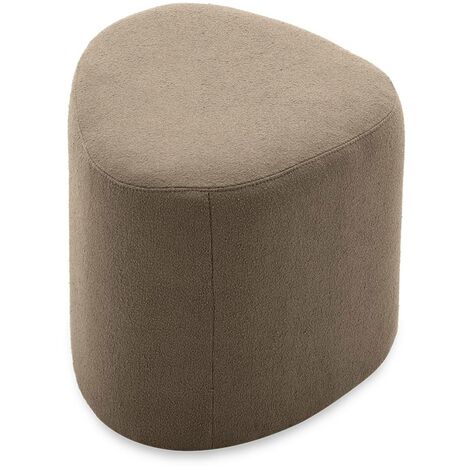 tabouret. pouf en forme de galet en tissu taupe. TAO L 60 x P 44 x H 40cm