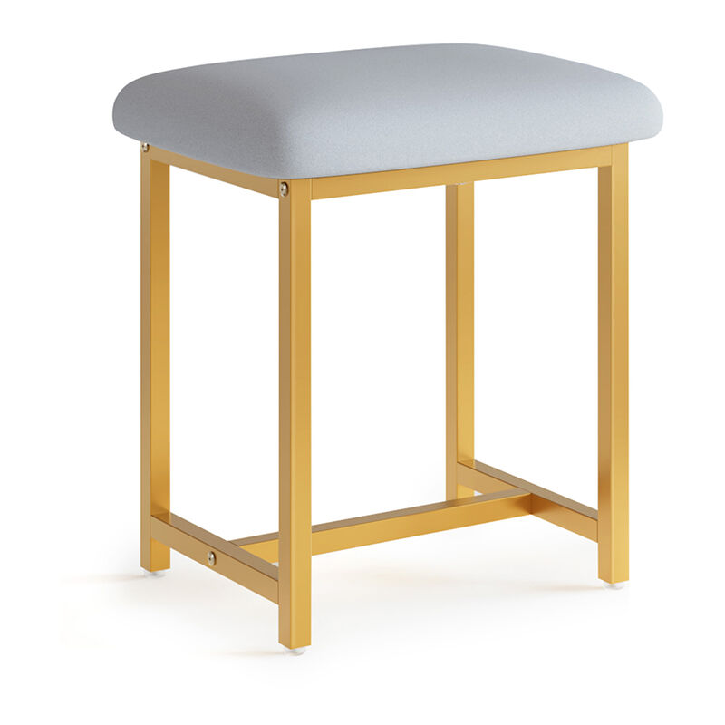 Tabouret pour coiffeuse maquillage vanité tabouret de pied pour la chambre à coucher salle d'eau 41 × 31 × 44.5 cm Gris et Or Mondeer