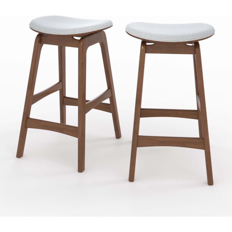 Rendez-vous Déco - Lot de 2 tabourets pour îlot central 65,5 cm en bois et tissu gris - jude
