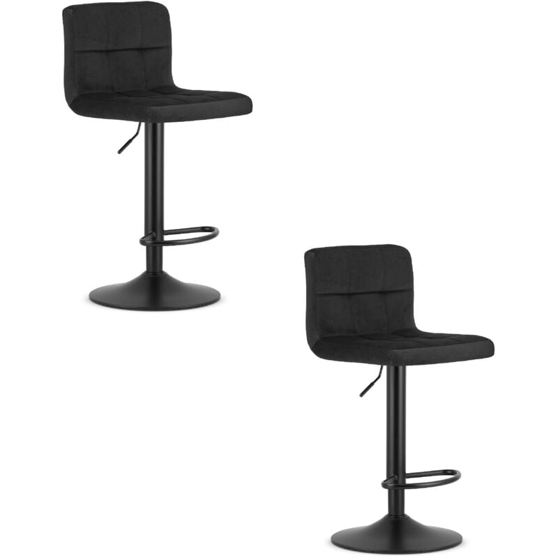 Tabouret PROT - velours noir / piètement noir x 2