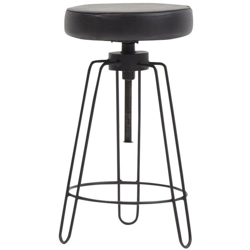 Made In Meubles - Tabouret réglable en cuir noir Gaston