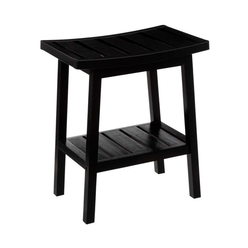 Tabouret Rangement 'Bambou' 46cm Noir
