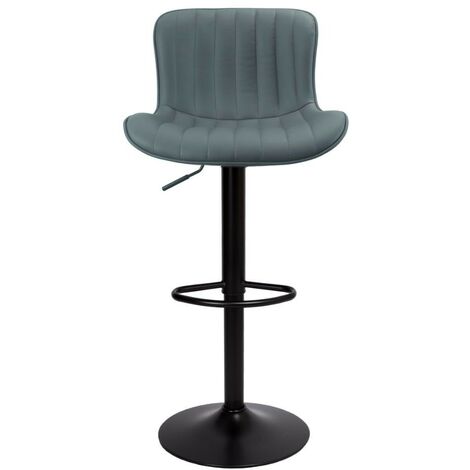 Tabouret réglable avec assise en simili-cuir gris et base en métal noir - Snas