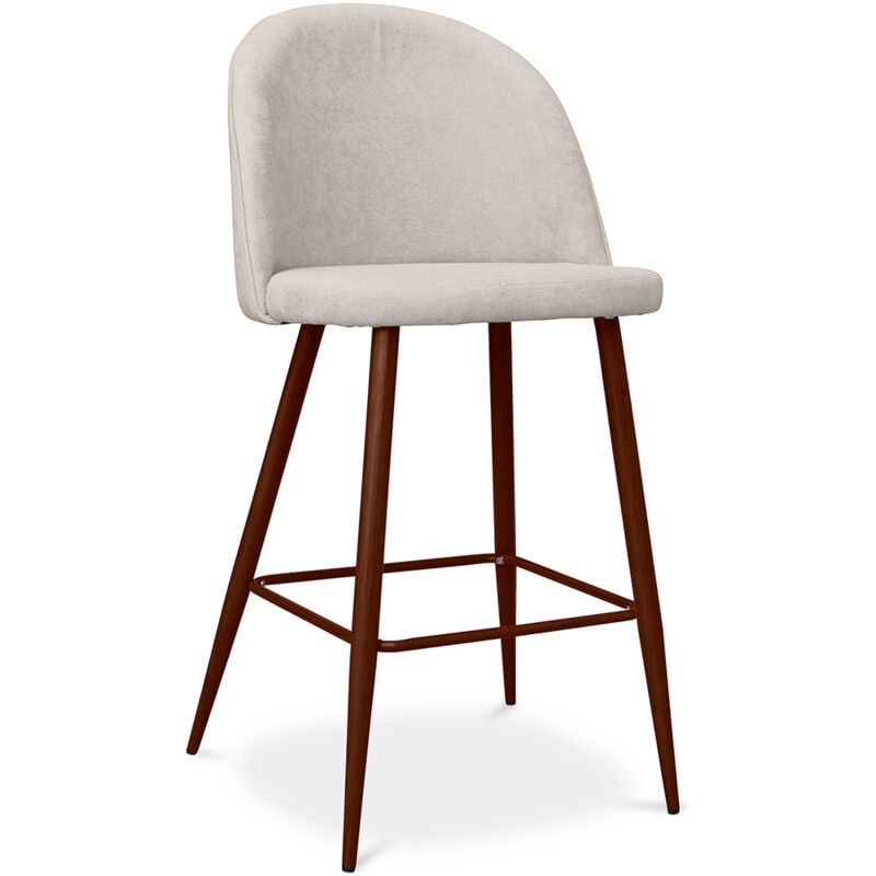 Tabouret rembourré en tissu - Design scandinave - 66cm- Evelyne Crème