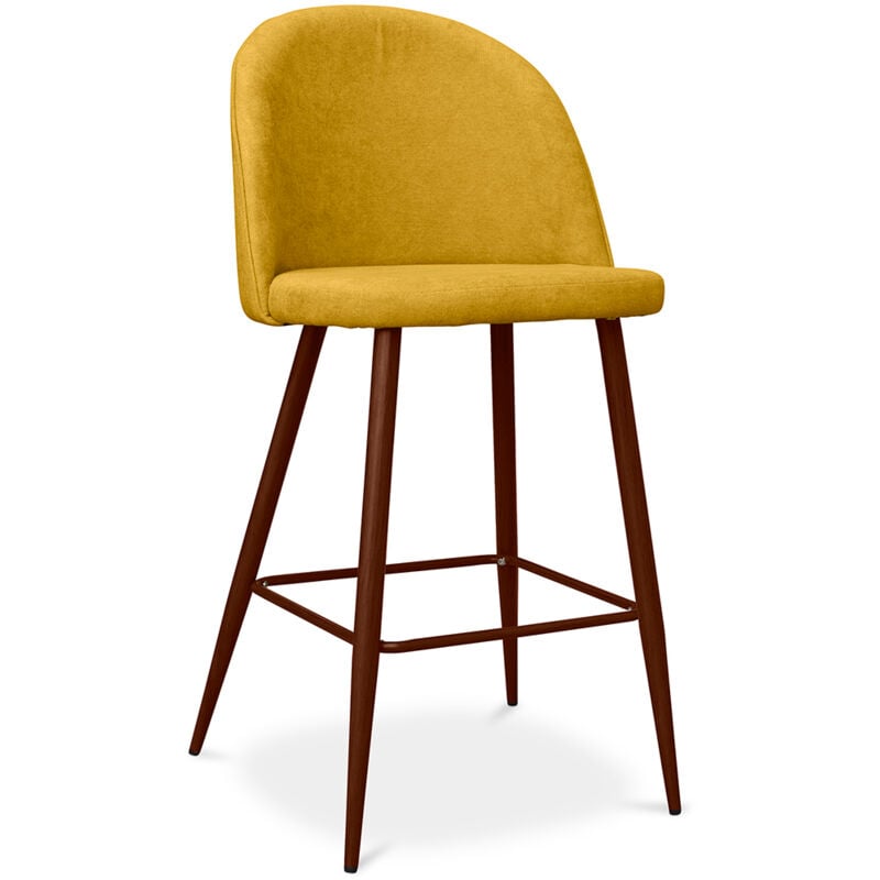 Tabouret rembourré en tissu - Design scandinave - 66cm- Evelyne Jaune