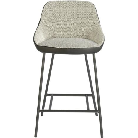 Tabouret rembourré en tissu et éco-cuir structure acier peint époxy - Noir, gris
