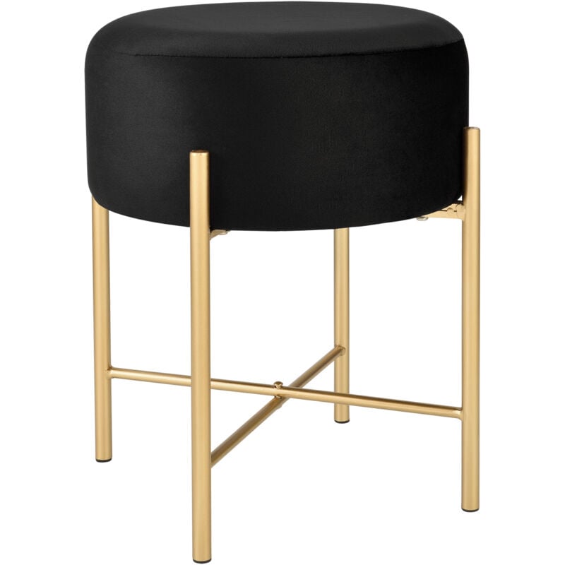 Tabouret Rembourré Rond Kungälv 44 x 35 cm [en.casa]