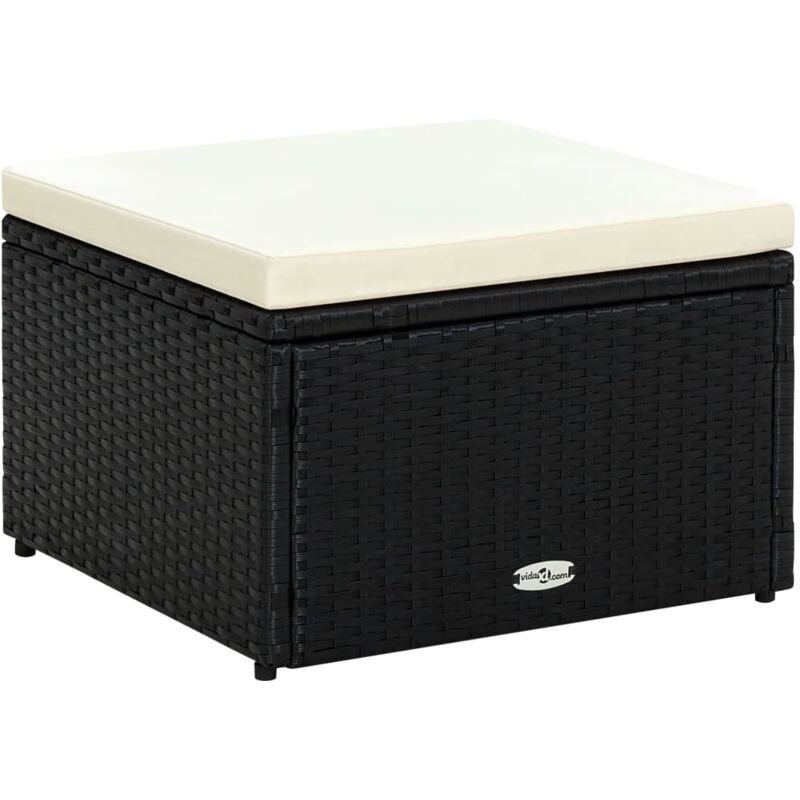 vidaXL Tabouret / repose-pied Résine tressée 53 x 53 x 30 cm Noir
